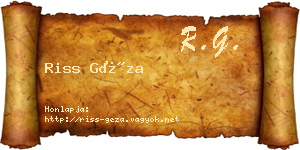 Riss Géza névjegykártya
